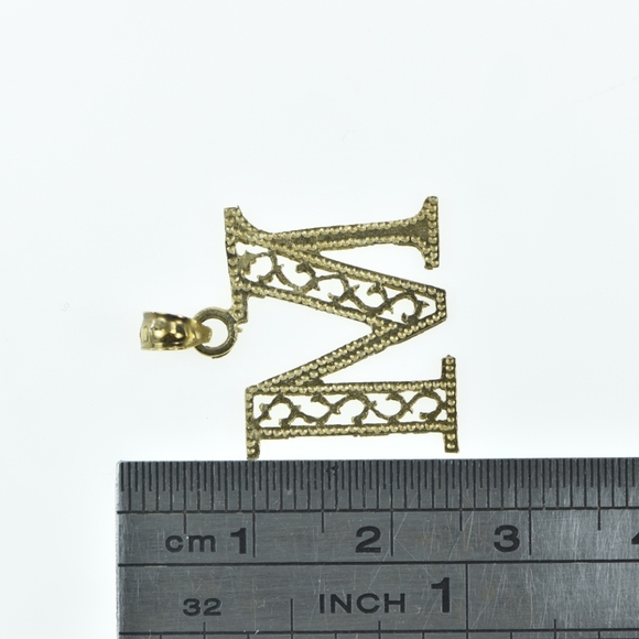 10K M Scroll Monogram Letter Initial Name Yellow Gold Charm/Pendant - Picture 3 of 3